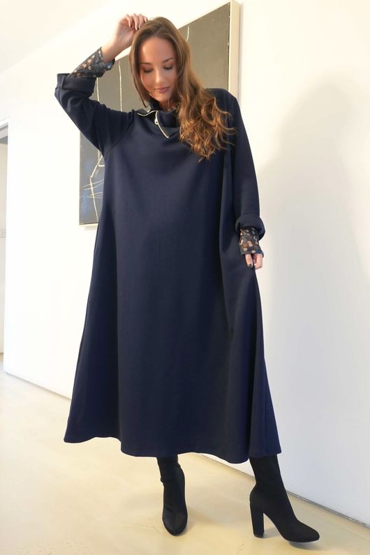 Sola Smart Tech Zip Cowl Dress Navy